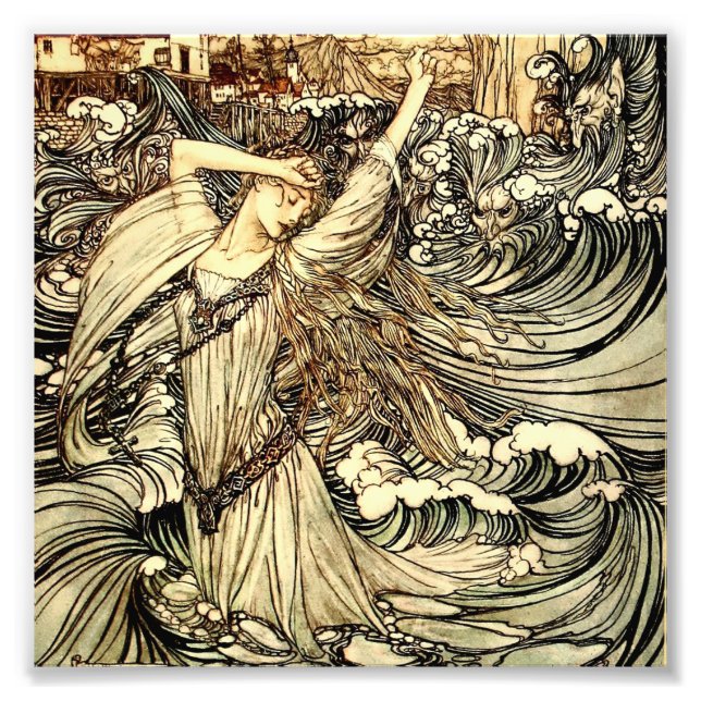 Impression Photo "Undine in the Waves" par Arthur Rackham (Devant)
