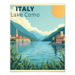 Impression Photo Une affiche de voyage classique nostalgique – Lac 