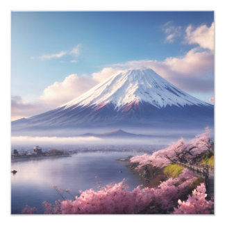 Impression Photo Une fantastique peinture à l'huile du Mont Fuji