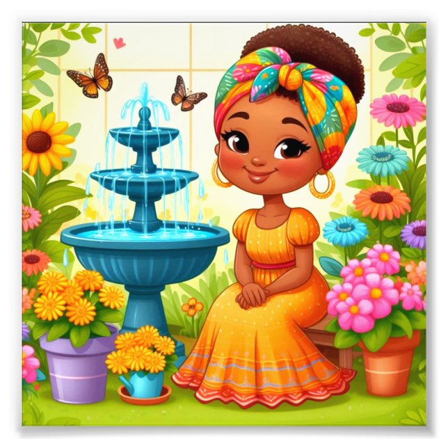 Impression Photo Une femme afro-américaine dans un jardin (Devant)