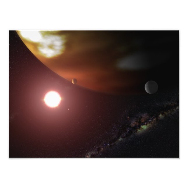 Impression Photo Une planète géante du gaz en orbite autour d'une é (Devant)