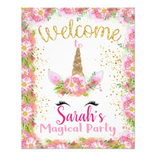 Impression Photo Unicorn Affiche de bienvenue fête d'anniversaire
