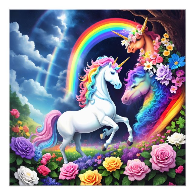Impression Photo Unicorne arc-en-ciel une (Devant)