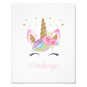 Impression Photo Unicorne Baby shower Floral tendance Cadeaux de pé