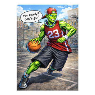 Impression Photo Urban Alien Basketball Player - Comic Style Art