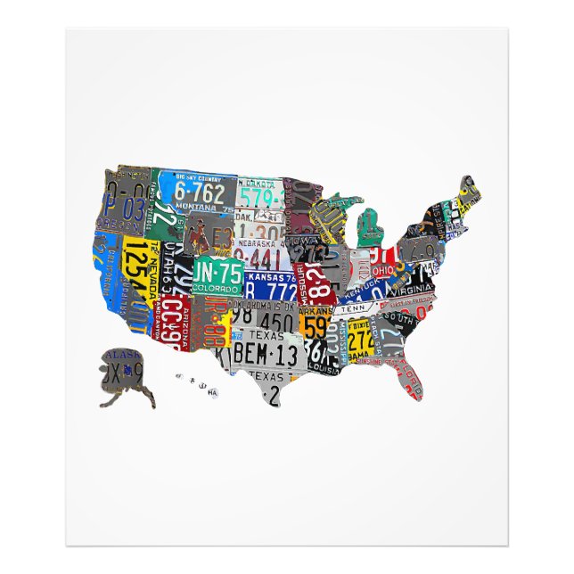 Impression Photo US American United States Map Flag License Plate A (Devant)