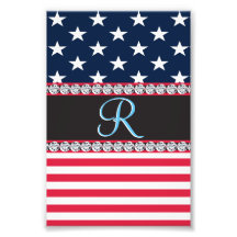 USA Stars Stripes Script Monogramme Éblouissant