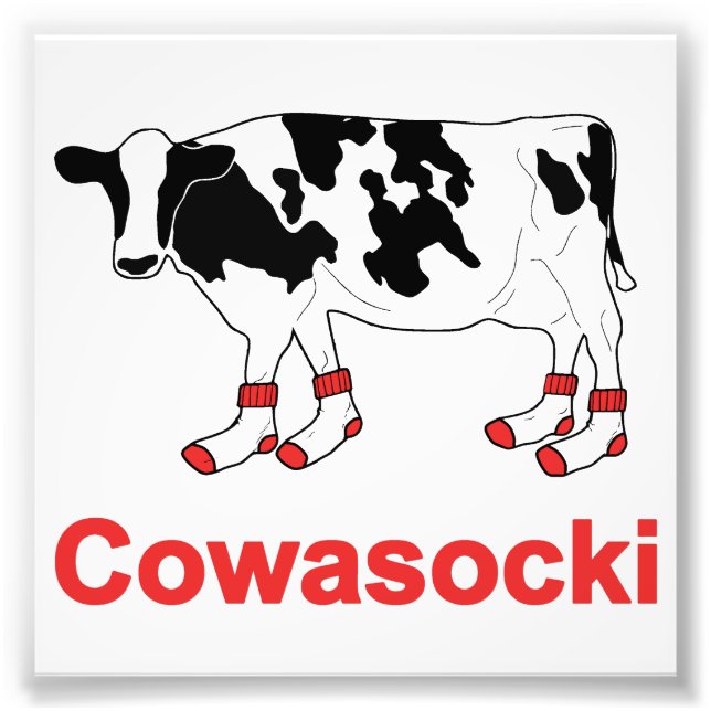 Impression Photo Vache au lait en chaussettes - Vache Cowasocki A S (Devant)