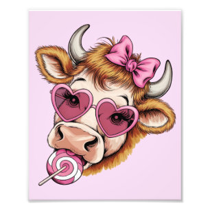 Impression Photo Vache des Highlands Saint-Valentin Coquette Fête d
