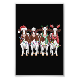 Impression Photo Vache Noël Vache Louvain Cadeau Vacances ferme