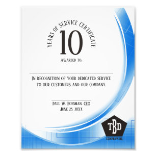 Impression Photo Vague bleue récompense d'anniversaire des employ