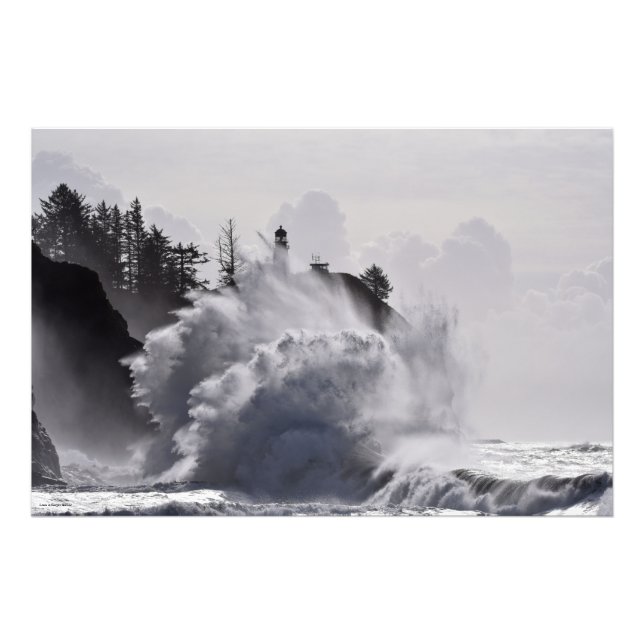 Impression Photo Vagues épiques au phare de Cape Disnomination (Devant)