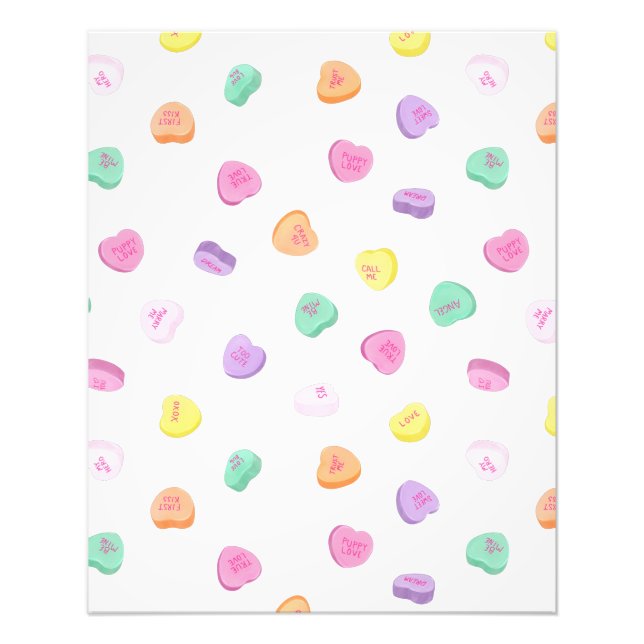 Impression Photo Valentines Day Candy Hearts Motif (Devant)