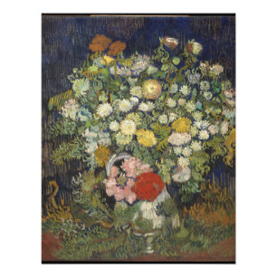 Impression Photo Van Gogh Bouquet Vintage de fleurs dans un vase