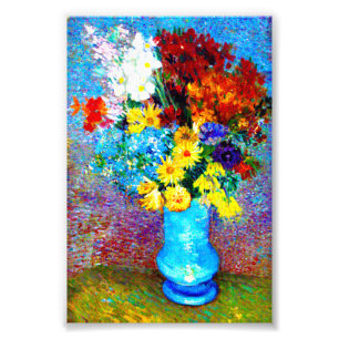 Impression Photo Van Gogh Flowers dans un Vase Bleu