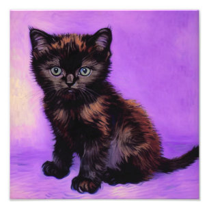 Impression Photo Van Gogh Style Chat pourpre