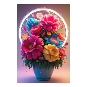 Impression Photo Vase à fleurs avec des fleurs multicolores 