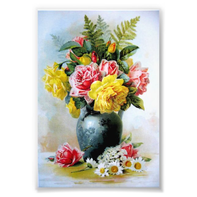 Impression Photo Vase vintage des Roses (Devant)