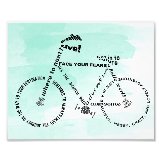 Impression Photo Vélo d'art Word d'aventure sur aquarelle (Devant)