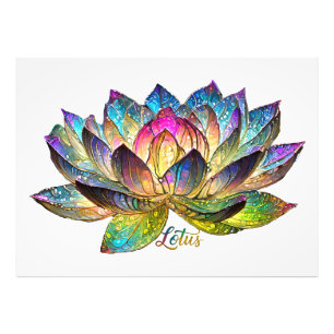 Impression Photo Verre Coloré Fleur de Lotus sur Fond Blanc