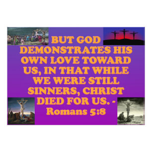 Impression Photo verset biblique de Romains 5:8.