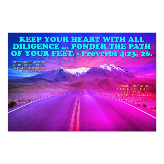 Impression Photo verset biblique des Proverbes 4:23, 26. (Devant)