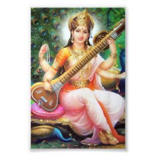 Impression Photo Version 1 de l'impression de Saraswati (4" x 6") -