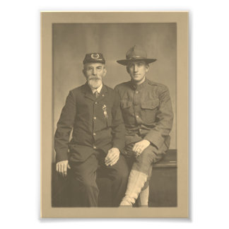 Impression Photo Vétéran de la guerre civile et soldat de la Premiè