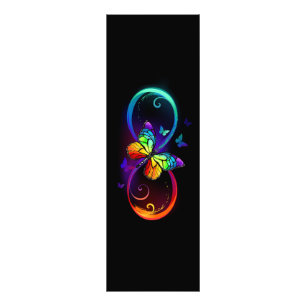 Impression Photo Vibrant infinity with rainbow butterfly on black