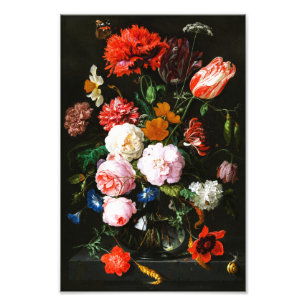 Impression Photo Vie morte avec des fleurs dans un Vase de verre cl