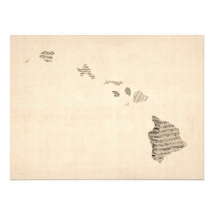 Impression Photo Vieille carte de musique de feuille d'Hawaï