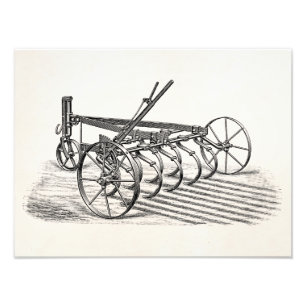 Impression Photo Vieille charrue vintage d'agriculture d'équipemen