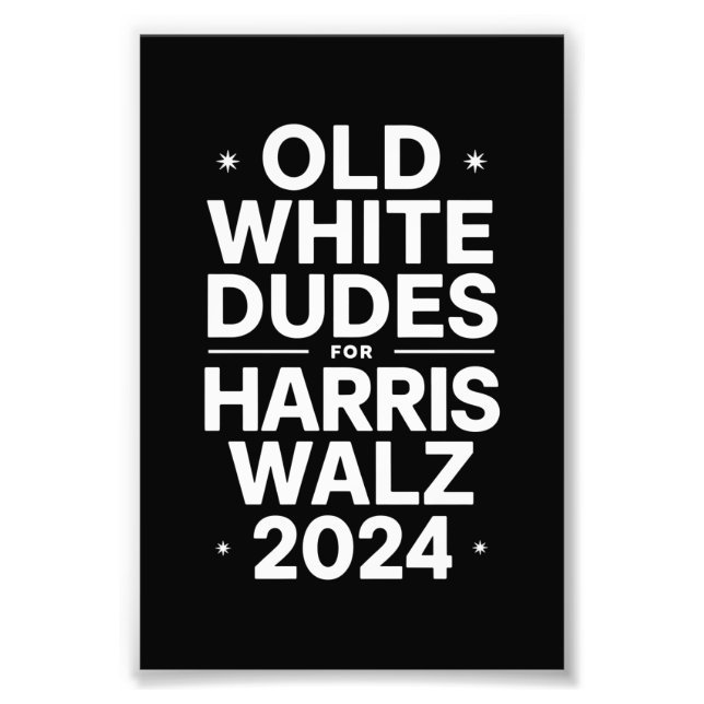 Impression Photo Vieux Dudes blancs pour Harris Walz Politique Démo (Devant)