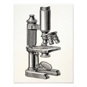 Impression Photo Vieux microscope antique vintage d'équipement de