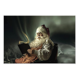Impression Photo Vieux Père Noël Lire Sa Liste