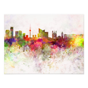 Impression Photo Vilnius skyline in background watercolor