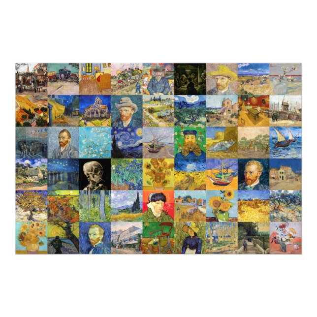 Impression Photo Vincent van Gogh - chefs-d'oeuvre Mosaic Patchwork (Devant)
