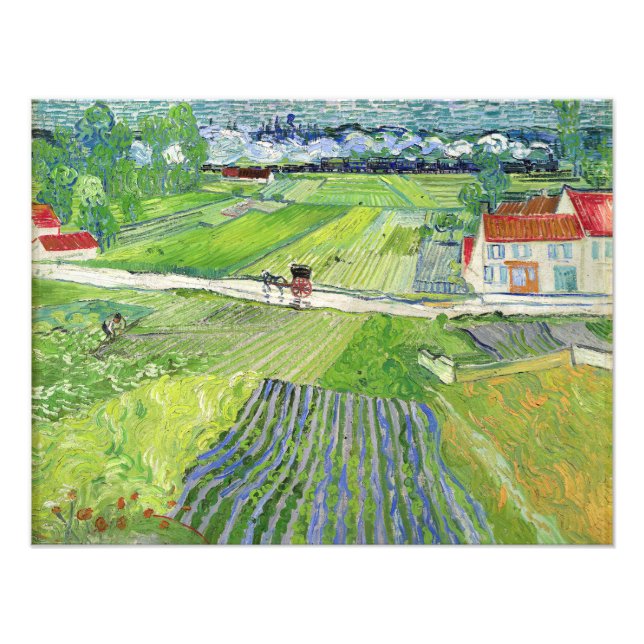 Impression Photo Vincent van Gogh - Paysage avec transport et train (Devant)