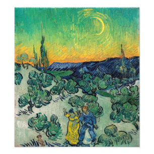 Impression Photo Vincent van Gogh - Paysage Lune avec couple