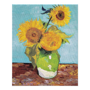Impression Photo Vincent Van Gogh - Trois tournesols dans un vase