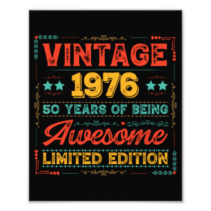 Impression Photo Vintage 1976 Fabriqué en 1976 70e Anniversaire 50 