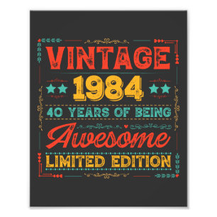 Impression Photo Vintage 1984 Fait en 1984 40e anniversaire 40 ans