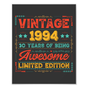 Impression Photo Vintage 1994 Fait en 1994 30e anniversaire 30 ans
