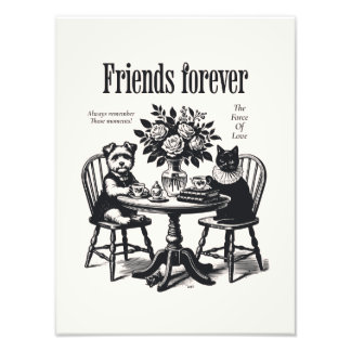 Impression Photo Vintage Dog and Cat | Minimalist Print