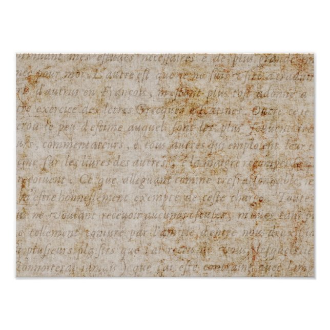 Impression Photo Vintage Français Brown Tan Texte Vieux papier parc (Devant)