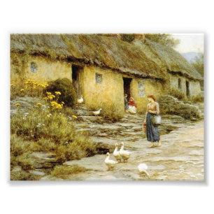 Impression Photo Vintage Helen Allingham Irish Cottage