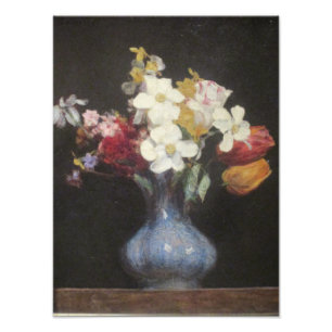 Impression Photo Vintage Henri Latour Blue Vase Narcissus et Tulip