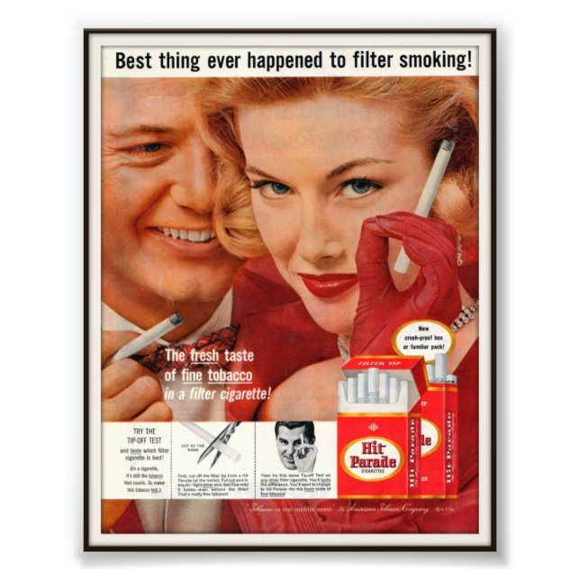 Impression Photo Vintage Hit Parade Cigarette Publicité 1957 (Devant)