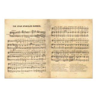 Impression Photo Vintage Star Spanglisé Bannière Partition Lyrics