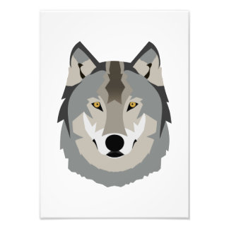 Impression Photo Visage de loup gris mignon et Cool, animal illustr